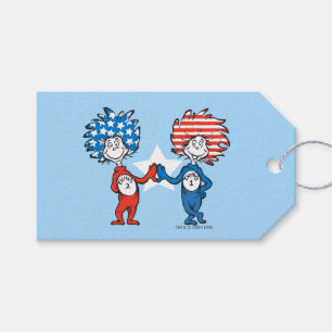 Dr. Seuss Ding Eén Ding Twee Patriottische Grafi Cadeaulabel