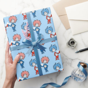 Dr. Seuss Ding Eén Ding Twee Patriottische Grafi Cadeaupapier