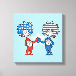 Dr. Seuss Ding Eén Ding Twee Patriottische Grafi Canvas Afdruk