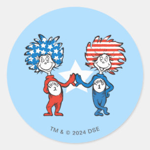 Dr. Seuss   Ding Eén Ding Twee Patriottische Grafi Ronde Sticker