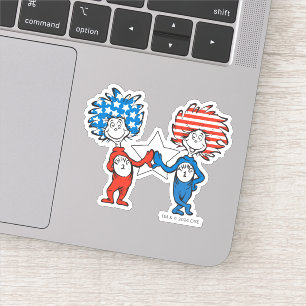 Dr. Seuss Ding Eén Ding Twee Patriottische Grafi Sticker