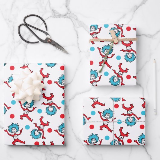 Dr Seuss ding één ding twee | Tweeling Baby shower Inpakpapier Vel (Voorkant)