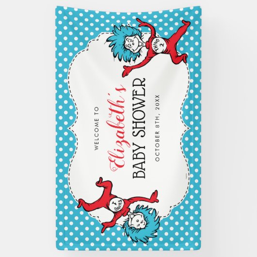 Dr Seuss ding één ding twee | Tweeling Baby shower Spandoek (Verticaal)
