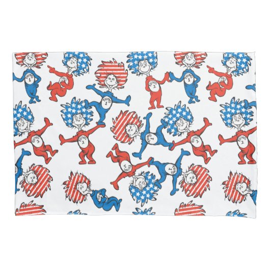 Dr. Seuss | Ding één ding twee US vlag patroon Kussensloop (Voorkant-Links)