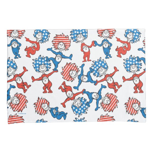 Dr. Seuss | Ding één ding twee US vlag patroon Kussensloop (Voorkant-Rechts)