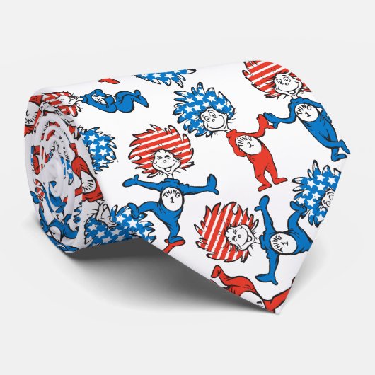 Dr. Seuss | Ding één ding twee US vlag patroon Stropdas (Opgerold)