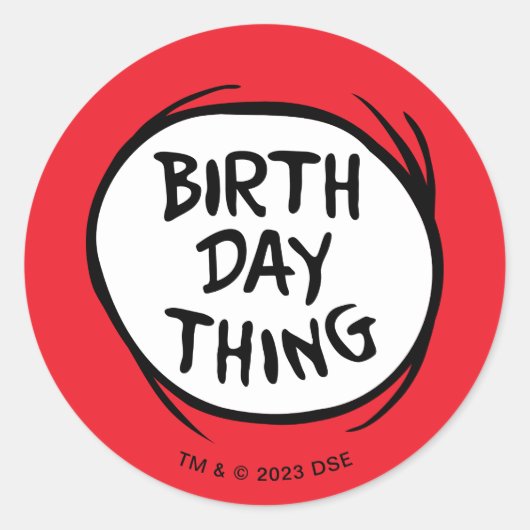 Dr. Seuss ding één ding twee - verjaardag ding Ronde Sticker (Voorkant)