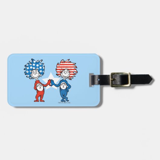 Dr. Seuss | Ding One Thing Two Patriotic Graphic Bagagelabel (Voorkant horizontaal)