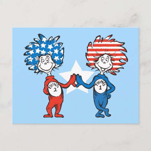 Dr. Seuss | Ding One Thing Two Patriotic Graphic Briefkaart (Voorkant)