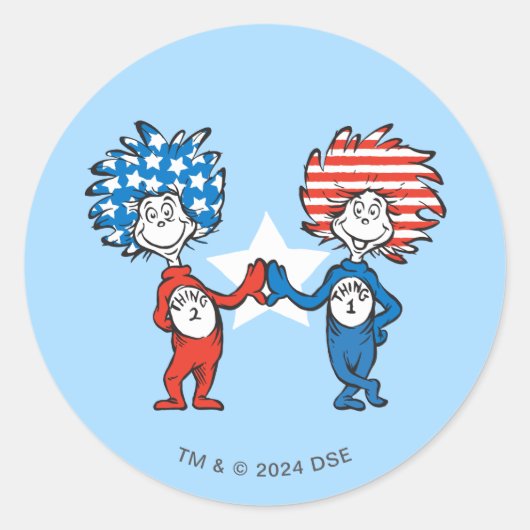 Dr. Seuss | Ding One Thing Two Patriotic Graphic Ronde Sticker (Voorkant)