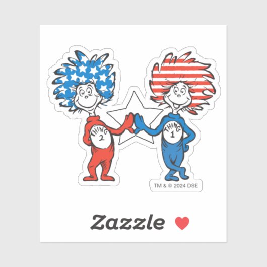 Dr. Seuss | Ding One Thing Two Patriotic Graphic Sticker (Vel)