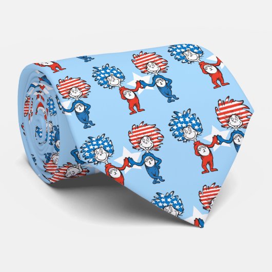 Dr. Seuss | Ding One Thing Two Patriotic Graphic Stropdas (Opgerold)