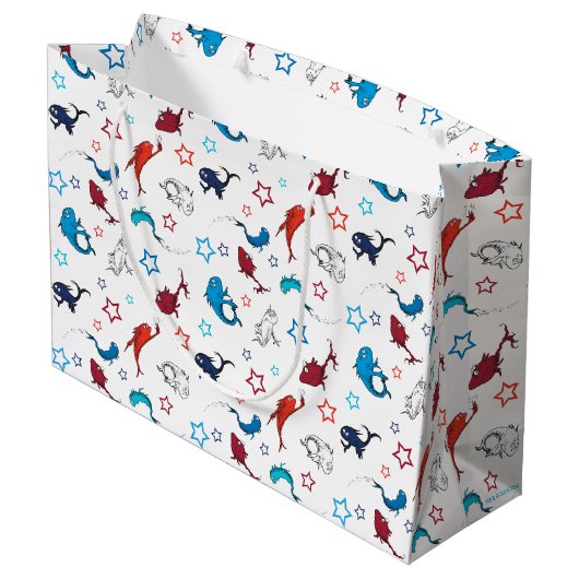 Dr. Seuss | één vis twee vis ster patroon Groot Cadeauzakje (Achterkant Gekanteld)