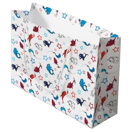 Dr. Seuss | één vis twee vis ster patroon Groot Cadeauzakje (Voorkant Gekanteld)