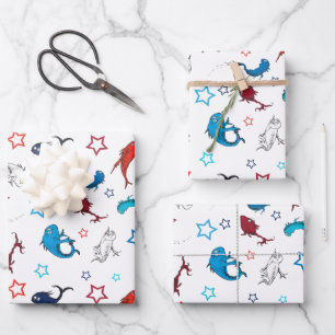 Dr. Seuss Eén Vis Twee Vissen Ster Patroon Inpakpapier Vel
