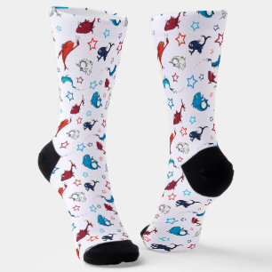 Dr. Seuss Eén Vis Twee Vissen Ster Patroon Sokken