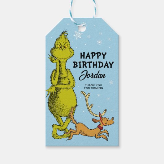 Dr. Seuss | Grinch Étiquette de cadeau d'anniversa (Devant)