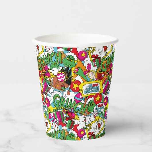 Dr. Seuss | Grinch kleurrijk patroon Papieren Bekers (Voorkant)
