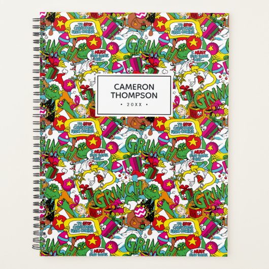 Dr. Seuss | Grinch kleurrijk patroon Planner (Voorkant)
