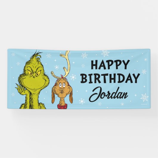 Dr. Seuss | Grinch Winter Verjaardag Spandoek (Horizontaal)