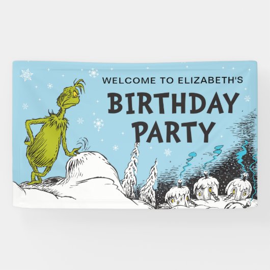 Dr. Seuss | Grinch Winter Verjaardag Welkom Spandoek (Horizontaal)