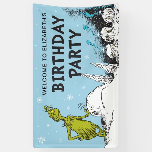 Dr. Seuss | Grinch Winter Verjaardag Welkom Spandoek (Verticaal)