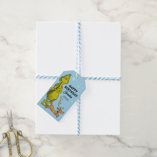 Dr. Seuss | Grinch Winter Verjaardagsgunst Cadeaulabel (Met Touw)