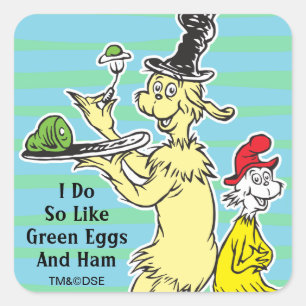 Dr. Seuss  Groene eieren en am  Vriend & Sam-I-Am Vierkante Sticker