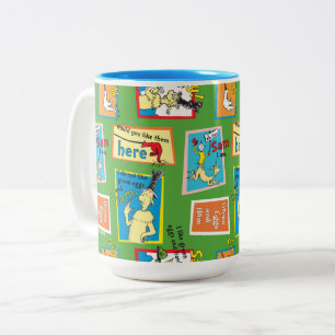 Dr. Seuss Groene Eieren met Ham Verhaal Citaten Tweekleurige Koffiemok
