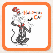 Dr. Seuss | Halloween Cat in het Pet Vierkante Kartonnen Onderzetter (Voorkant)