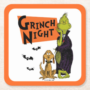 Dr. Seuss Hallowen Grinch Nacht Grafisch Vierkante Kartonnen Onderzetter