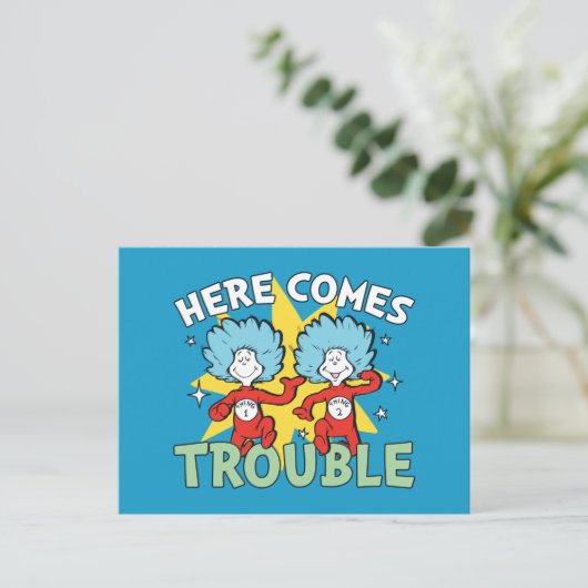 Dr. Seuss | Het eerste ding twee hier komt problem Briefkaart (Staand voorkant)