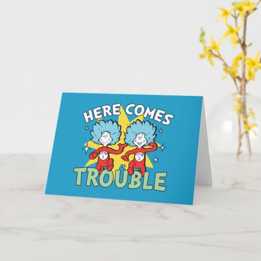 Dr. Seuss | Het eerste ding twee hier komt problem Kaart (Gele Bloem)