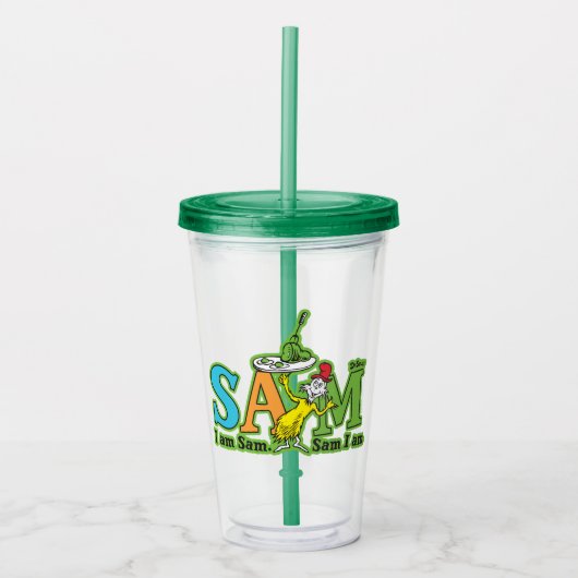 Dr. Seuss | Ik ben Sam. Sam ik ben. Acryl Drinkbeker (Voorkant)