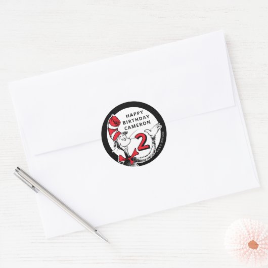 Dr. Seuss Karakter Confetti | Kinderverjaardag Ronde Sticker (Envelop)