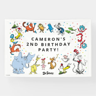 Dr. Seuss Karakter Confetti Kinderverjaardag Spandoek