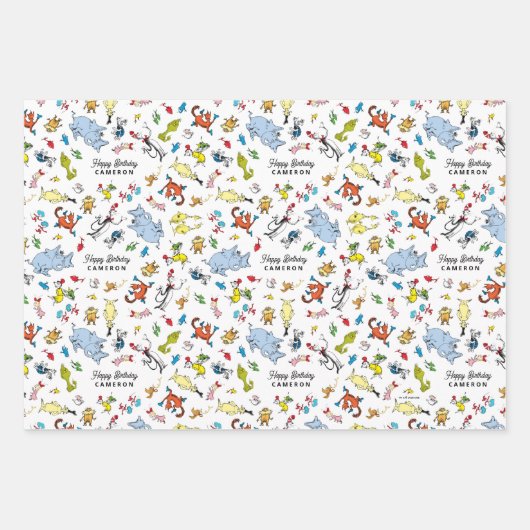 Dr. Seuss Karakter Confetti | Verjaardag kinderen Inpakpapier Vel (Voorkant)