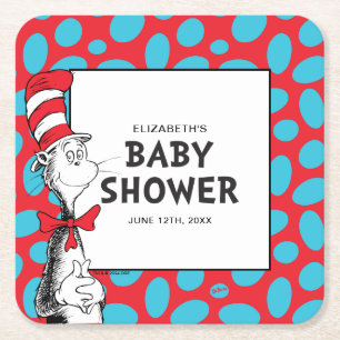 Dr. Seuss Kat in de Hoed Baby Shower Vierkante Kartonnen Onderzetter