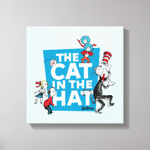 Dr. Seuss   Kat in de Logo van de Pet - Karakters Canvas Afdruk