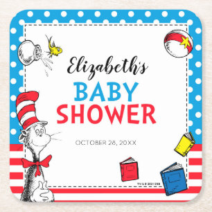 Dr. Seuss - Kat in het Pet Baby shower Vierkante Kartonnen Onderzetter