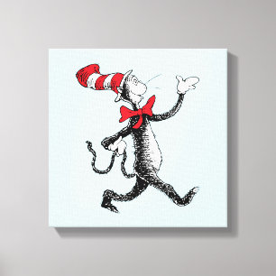 Dr. Seuss   Kat in het Pet Kattenwandeling Canvas Afdruk