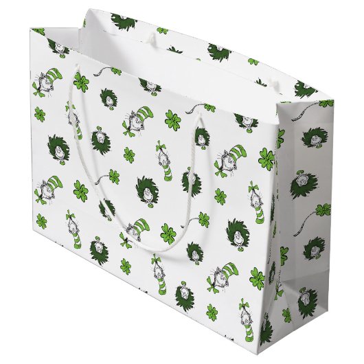 Dr. Seuss | Kat in het Pet Klaverpatroon Groot Cadeauzakje (Achterkant Gekanteld)