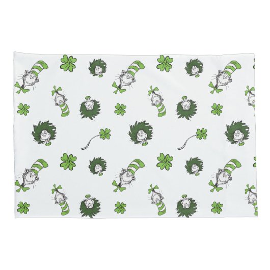 Dr. Seuss | Kat in het Pet Klaverpatroon Kussensloop (Achterkant-Rechts)