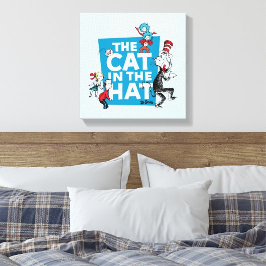 Dr. Seuss | Kat in het Pet Logo - Tekens Canvas Afdruk (Insitu (Slaapkamer))