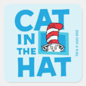 Dr. Seuss | Kat in het Pet Logo Vierkante Sticker (Voorkant)