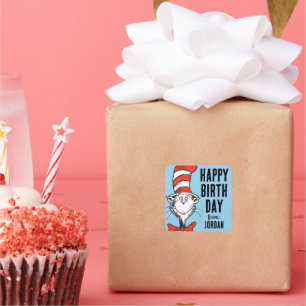 Dr. Seuss   Kat in het Pet  Logo Vierkante Sticker