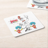 Dr. Seuss | Kat in het Pet Seuss Science Vierkante Kartonnen Onderzetter (Schuin)