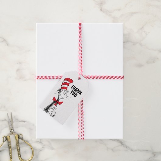 Dr. Seuss | Kat in het Pet Verjaardag Bedankt Cadeaulabel (Met Touw)
