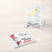 Dr. Seuss | Katten in het Pet van de verjaardag Vierkante Kartonnen Onderzetter (Insitu)