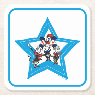 Dr. Seuss   Little Cats USA Petten Vierkante Kartonnen Onderzetter